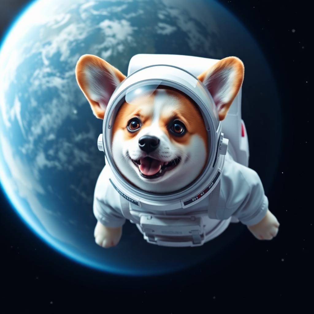 Pet portrait in the Astronaut scene
