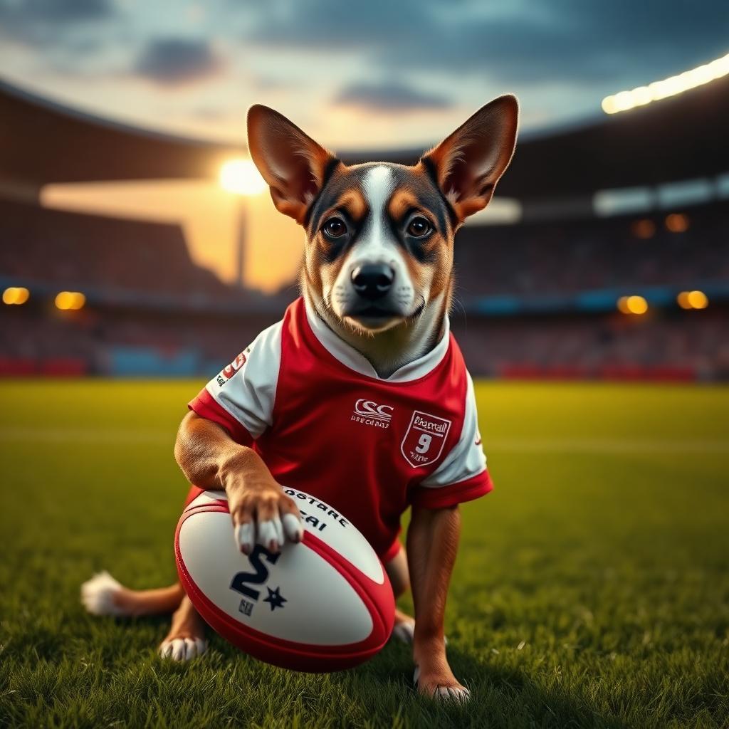 Pet portrait in the Footy Hero scene